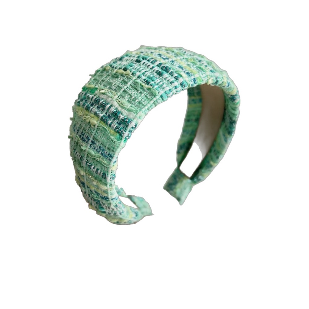 449. Stylish Green & Blue Tweed Headband